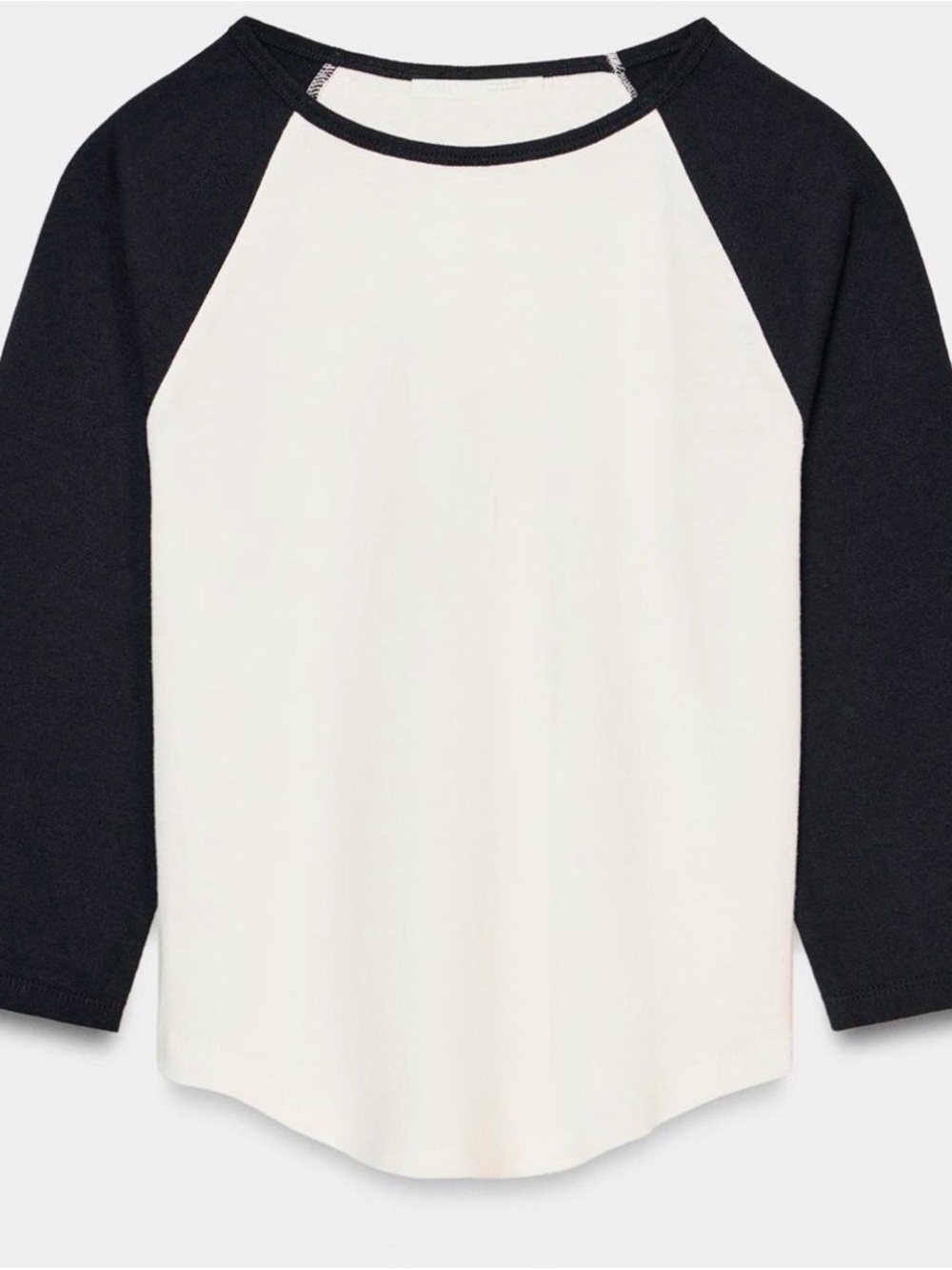 Zara Black and white baseball tee with raglan